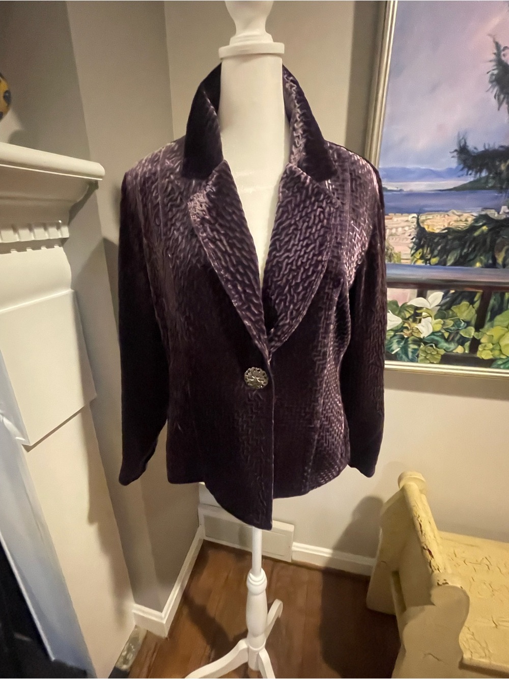 Gorgeous Chico's Deep Purple Velvet Blazer Jacket